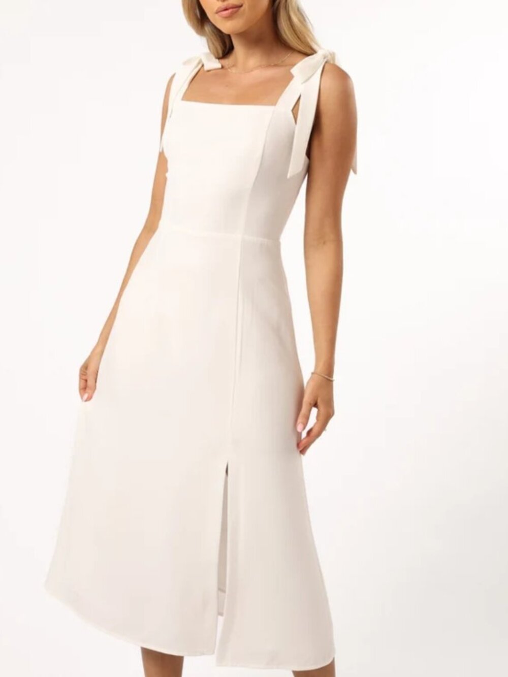 Petal and Pup Laurel Midi Dress White Tie Straps Smocked Square Neck Size 0